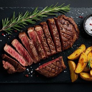 Pork steak with grilled vegetables