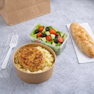 კოტლეტი პიურეთი და სალათით/Cutlet with Mashed Potatoes and Salad