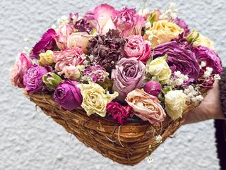 გამხმარი ყვავილები პატარა კალათაში 1265