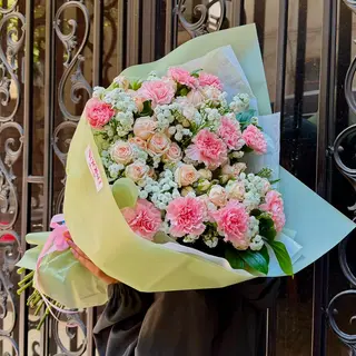 Gentle Blush – Pink Carnations & Spray Roses