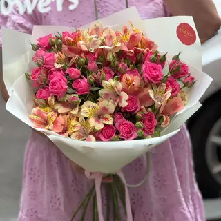 Pink Spray Roses & Alstroemeria Bouquet