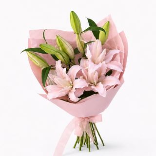 ღია ვარდისფერი ლილია ,3 ტოტი