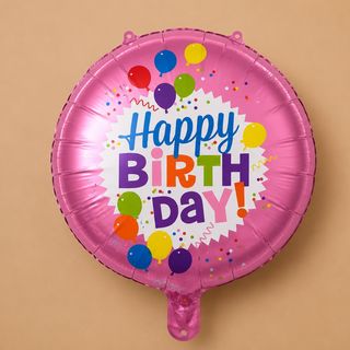 ფოლგირებული ბუშტი “Happy birthday” ვარდისფერი