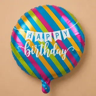 ბუშტი “Happy birthday” ზოლიანი