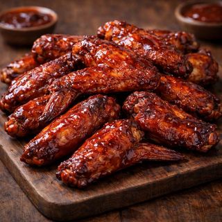 10 ცალი ქათმის ფრთები,ტკბილ ცხარე სოუსი.