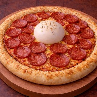 პიცა ბურატა მოცარელას ბურთებით და პეპერონით 33 სმ