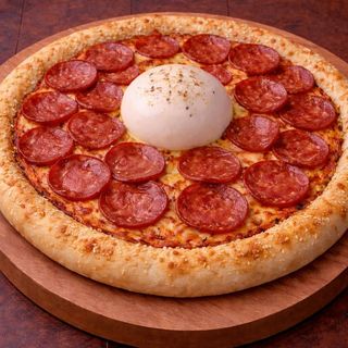 პიცა ბურატა მოცარელას ბურთებით და პეპერონით 28 სმ