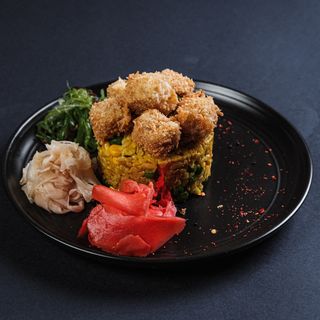 შემწვარი ბრინჯი ხრაშუნა ტოფუთი(fired rice- tofu)