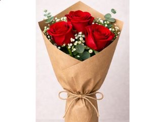 3 წითელი ვარდის თაიგული