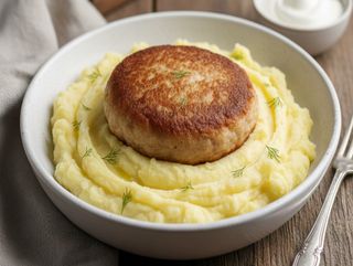 კარტოფილის პიურე ქათმის კოტლეტით