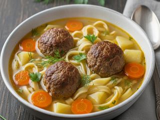 წვნიანი ქათმის ფრიკადელებით და ფეტუჩინით