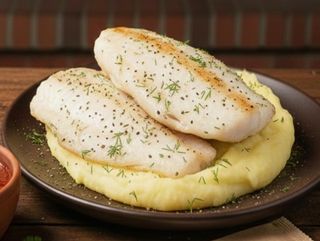 ტილაპია კარტოფილის პიურეთი