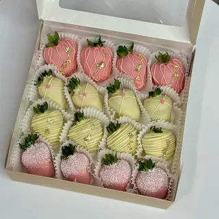 16 chocolate-covered strawberries