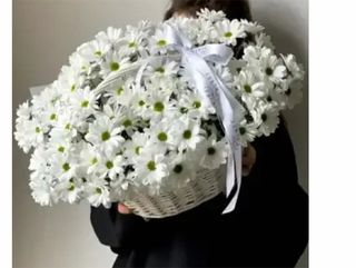 ქრიზანთემები კალათში