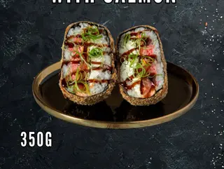 Sushi burger with salmon