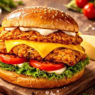 Double Schnitzel Cheeseburger