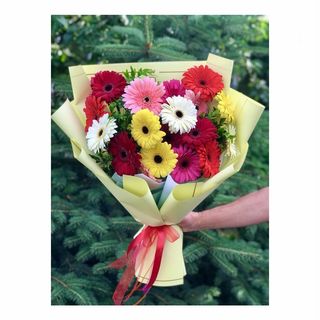 ფერადი გერბერების თაიგული