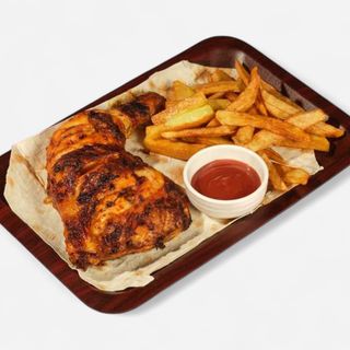 Chiken drumstick with fries