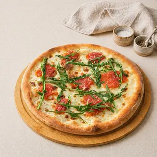 Pizza with Salmon and Arugula
