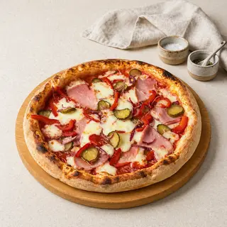Pizza with Bacon and Pickles