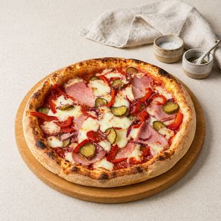 Pizza with Bacon and Pickles