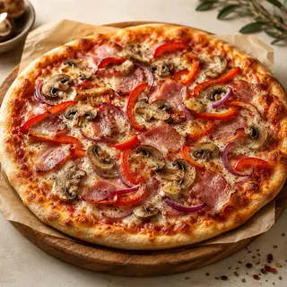 პიცა სოკოთი და ბეკონით / Mushroom & Bacon Pizza