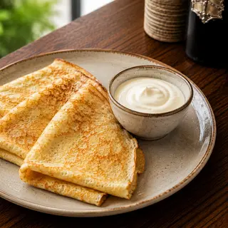 ბლინები ტოპინგის არჩევით /Crepes with Your Choice of Topping