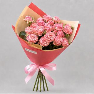 5-ტოტიანი ატმისყვავილისფერი სპრეი ვარდების თაიგული  5-Stem Peach-Colored Spray Rose Bouquet
