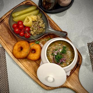 Beans with pickles and Mchadi