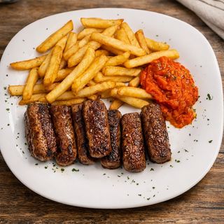 Ćevapi sa pomfritom + ajvar