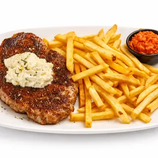 Pljeskavica s kajmakom i pommes frites