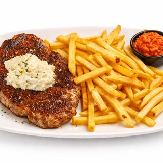 Pljeskavica s kajmakom i pommes frites