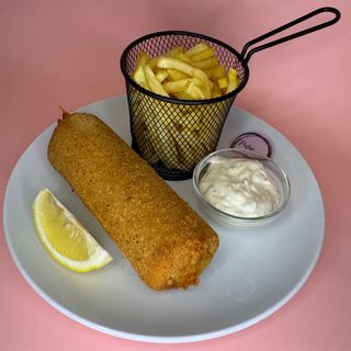 Pohana pulačinka šunka + pommes frites