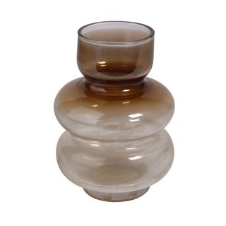 Vaza staklo h12 d12; smeđa/bijela