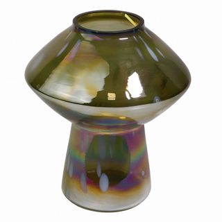 Vaza staklo h22 d21cm; zelena s efektom