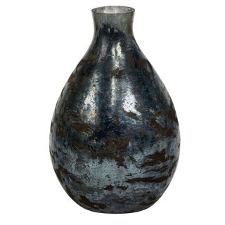 Vaza staklo h15 d10cm; plava s efektom