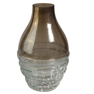 Vaza staklo h37 d22cm; smeđa/bijela