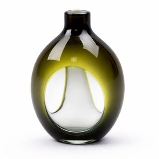 Vintage vaza staklo 16x16 h22cm; maslinasto zelena