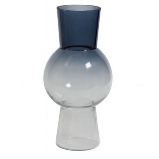Vaza staklo h26 d13cm; plava/transparent