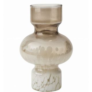 Vaza staklo h16 d13; smeđa/bijela