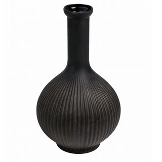 Vaza rebrasta h26 d15cm; crna/smeđa