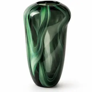 Dekorativna vaza staklo 21x21 h32.5cm; skulptura; mix zelena A8051782