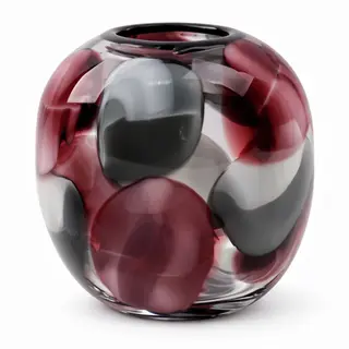 Vaza staklo 20.5x14.5 h21.5cm; bordo/siva A8051775
