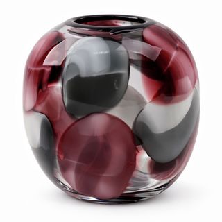 Vaza staklo 20.5x14.5 h21.5cm; bordo/siva