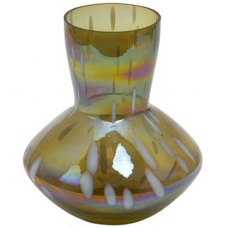 Vaza staklo h22 d21cm; zelena s efektom