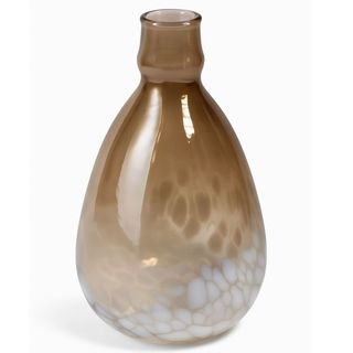 Vaza staklo h31 d20cm; smeđa/bijela