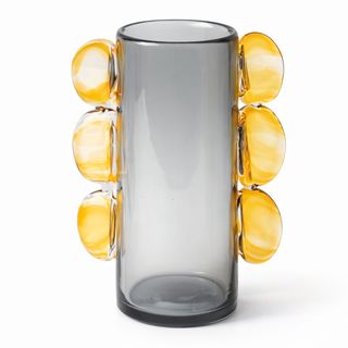 Vaza staklo sa dekoracijom 21x12 h25.5cm; siva/sv.Smeđa