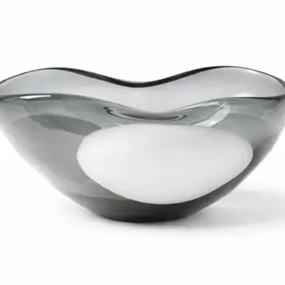 Dekorativna posuda staklo 32x24 h15cm; siva/bijela A8060510