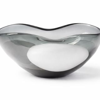 Dekorativna posuda staklo 32x24 h15cm; siva/bijela