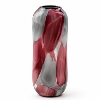 Vaza staklo 17.5x13 h39cm; bordo/siva